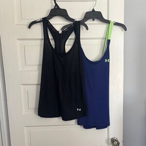 Lot of 2 Under Armour Women's Black and Blue Tank Tops